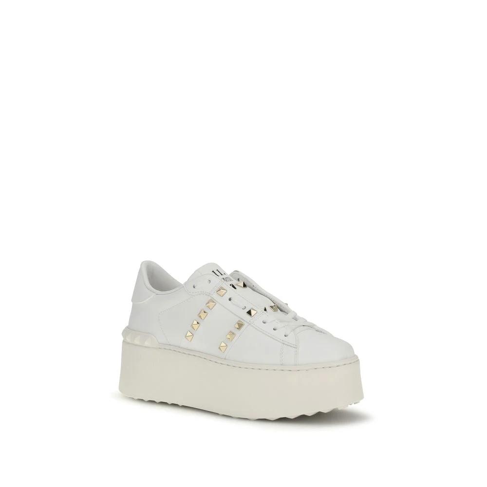 Valentino Garavani White Calf Leather Bos Taurus Platform Sneakers by Valentino Garavani