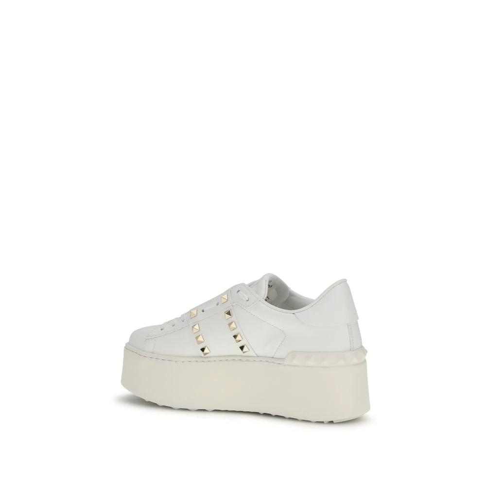 Valentino Garavani White Calf Leather Bos Taurus Platform Sneakers by Valentino Garavani
