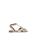 Valentino Garavani Beige Goatskin Flat Sandals by Valentino Garavani