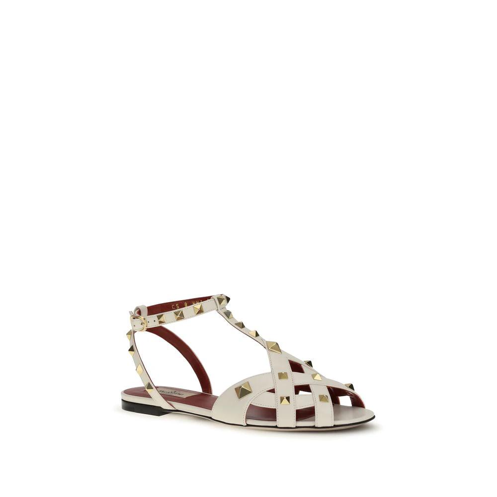 Valentino Garavani Beige Goatskin Flat Sandals by Valentino Garavani