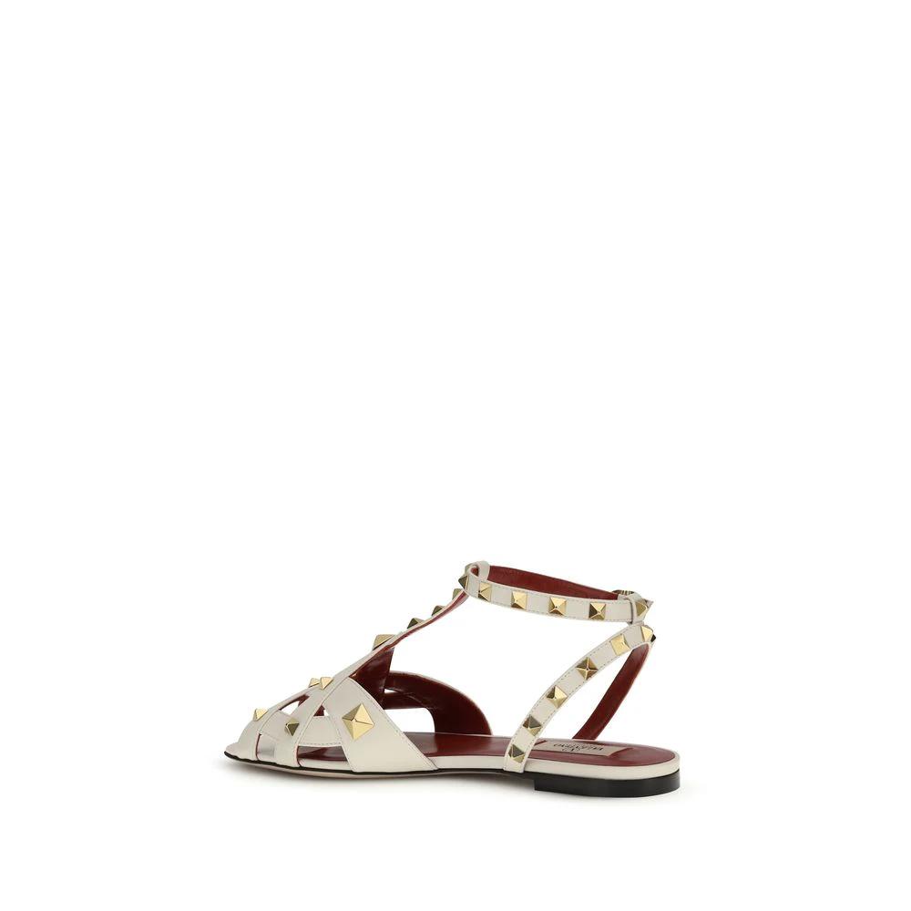 Valentino Garavani Beige Goatskin Flat Sandals by Valentino Garavani