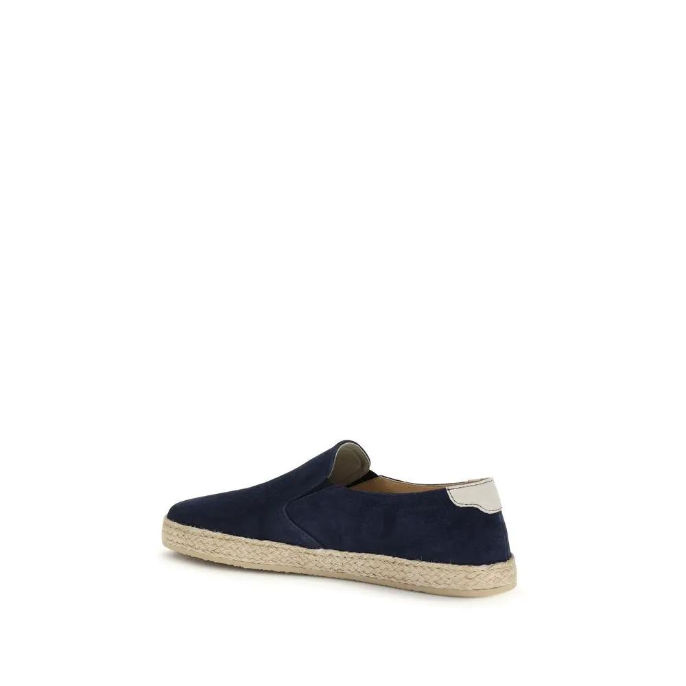 Espadrilles Bos Taurus en cuir de veau bleu Brunello Cucinelli