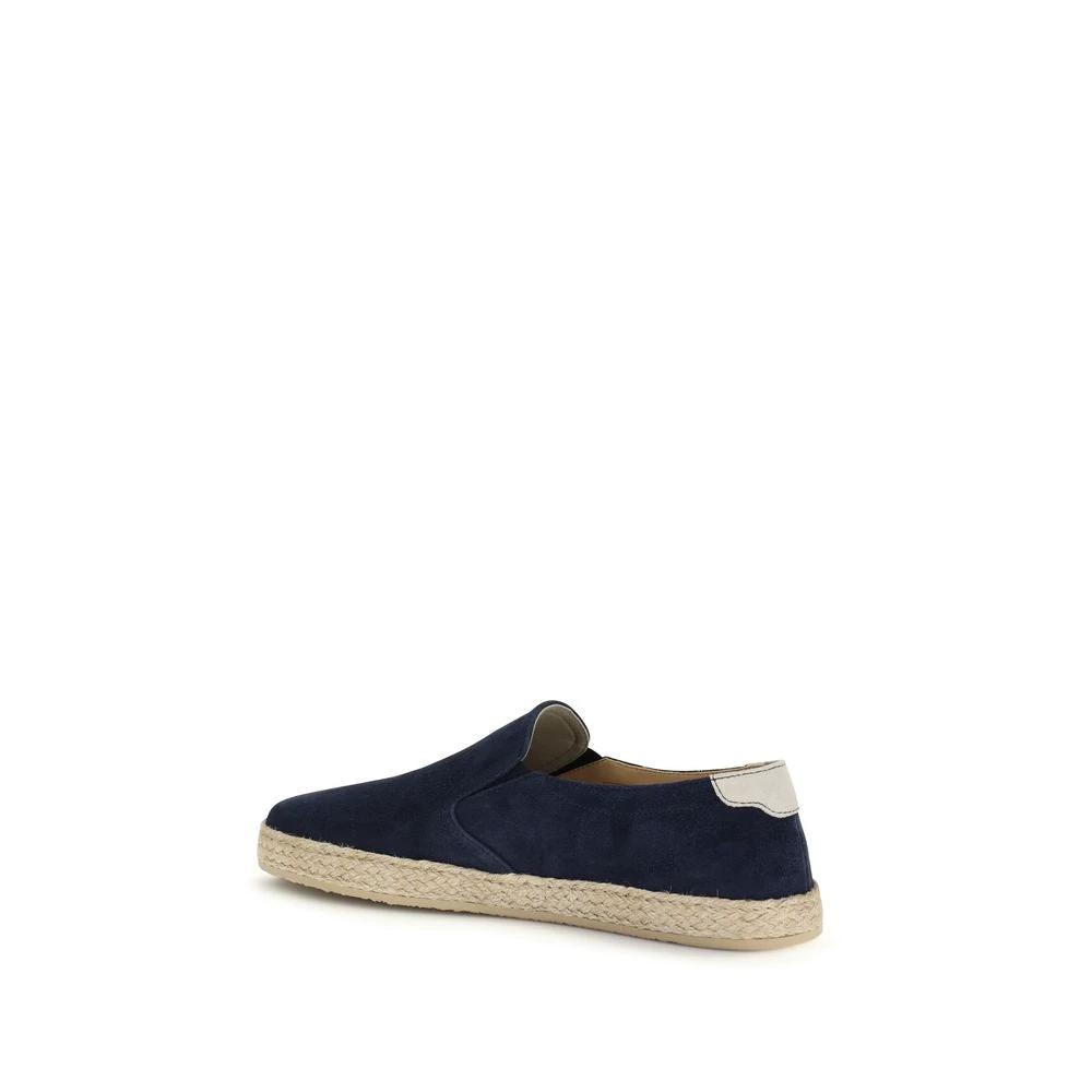 Brunello Cucinelli Blue Calf Leather Bos Taurus Espadrilles by Brunello Cucinelli