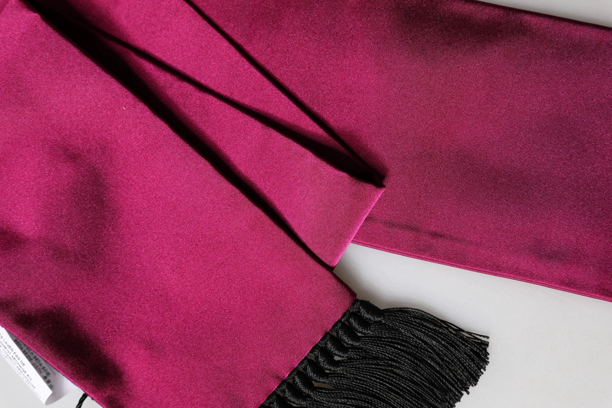 Dolce & Gabbana Burgundy Silk Fringe Neck Wrap Foulard 160.5cm x 8cm Scarf by Dolce & Gabbana