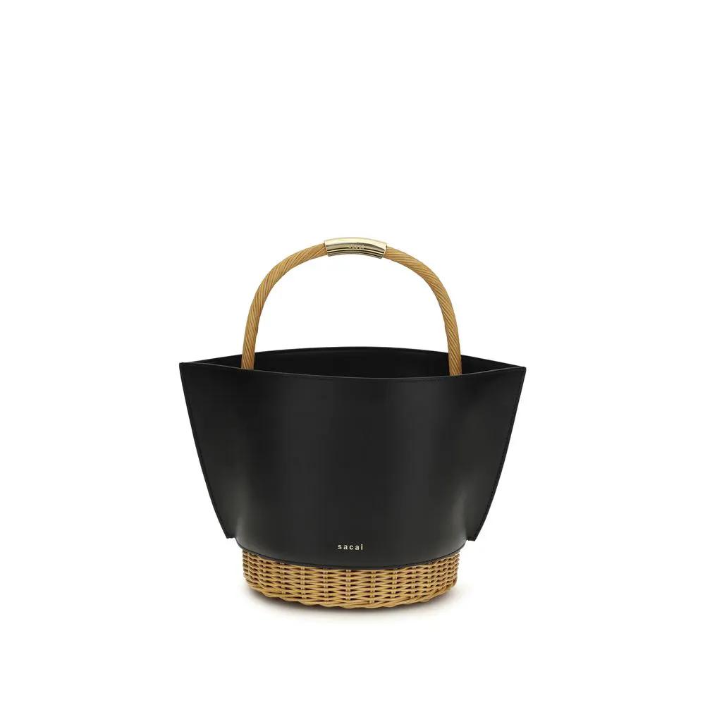 Sacai Black Calf Leather Bos Taurus Shoulder Bag