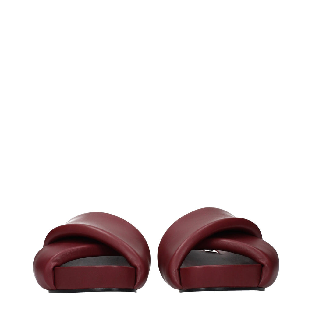 Pantoufles en cuir rouge Jil Sander