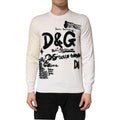 Dolce & Gabbana White Virgin Wool Graphic Logo Crewneck Sweater by Dolce & Gabbana