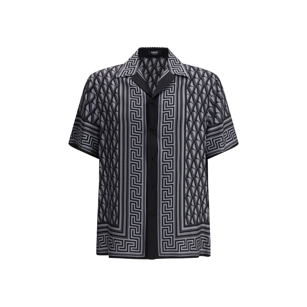 Chemise Versace grise à motifs en soie