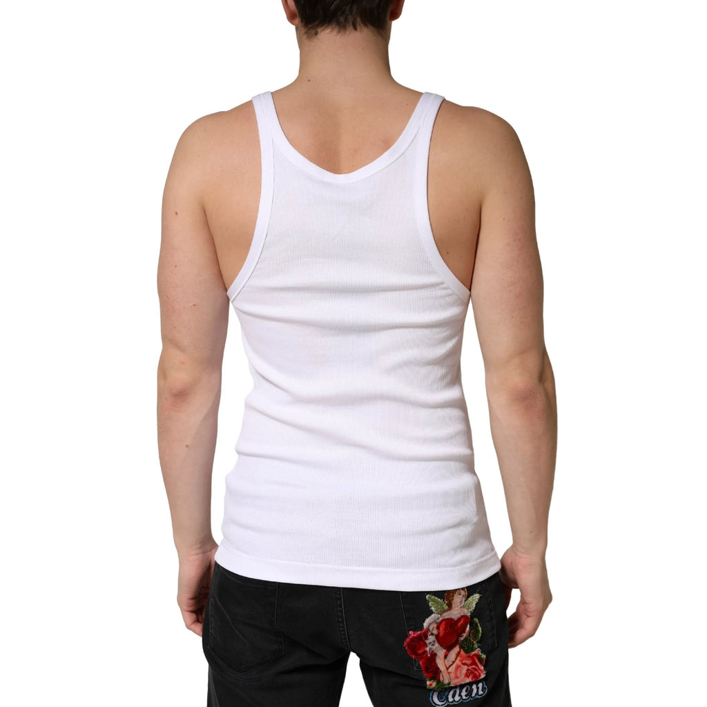Dolce & Gabbana White Ribbed Cotton Sleeveless Tank Top T-shirt by Dolce & Gabbana