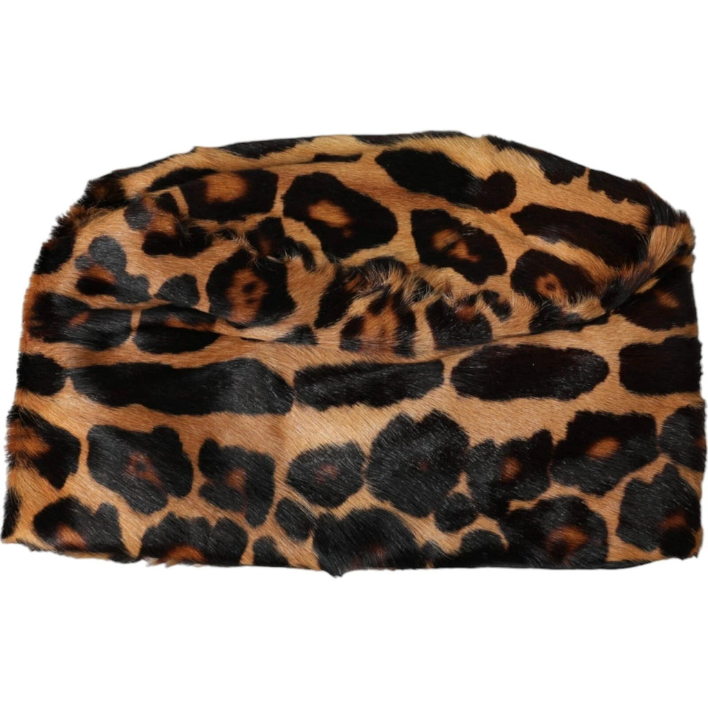 Dolce & Gabbana Brown Leopard Fur Women Bucket Capello Hat by Dolce & Gabbana