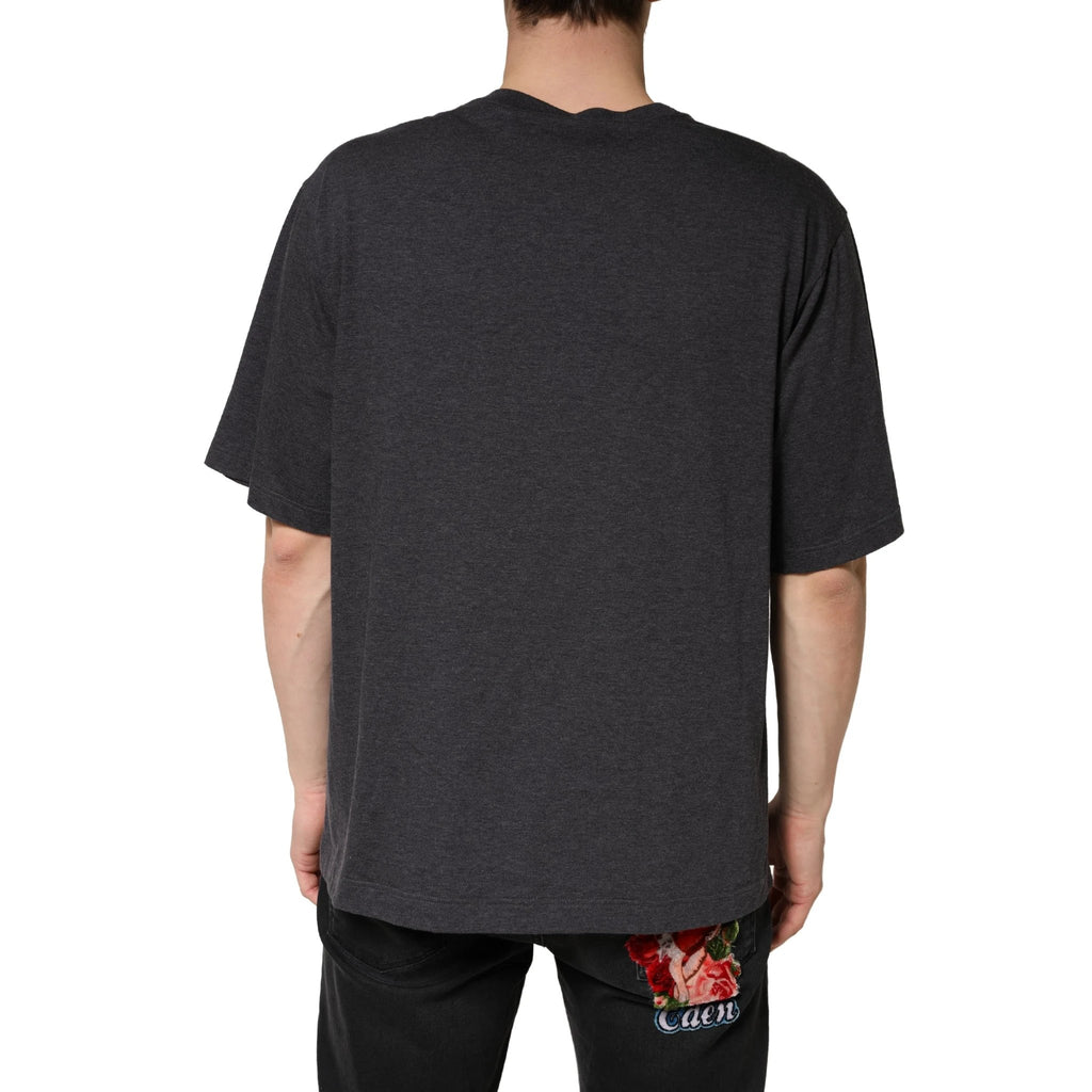 Dolce & Gabbana Dark Grey Cotton Crewneck Short Sleeve by Dolce & Gabbana