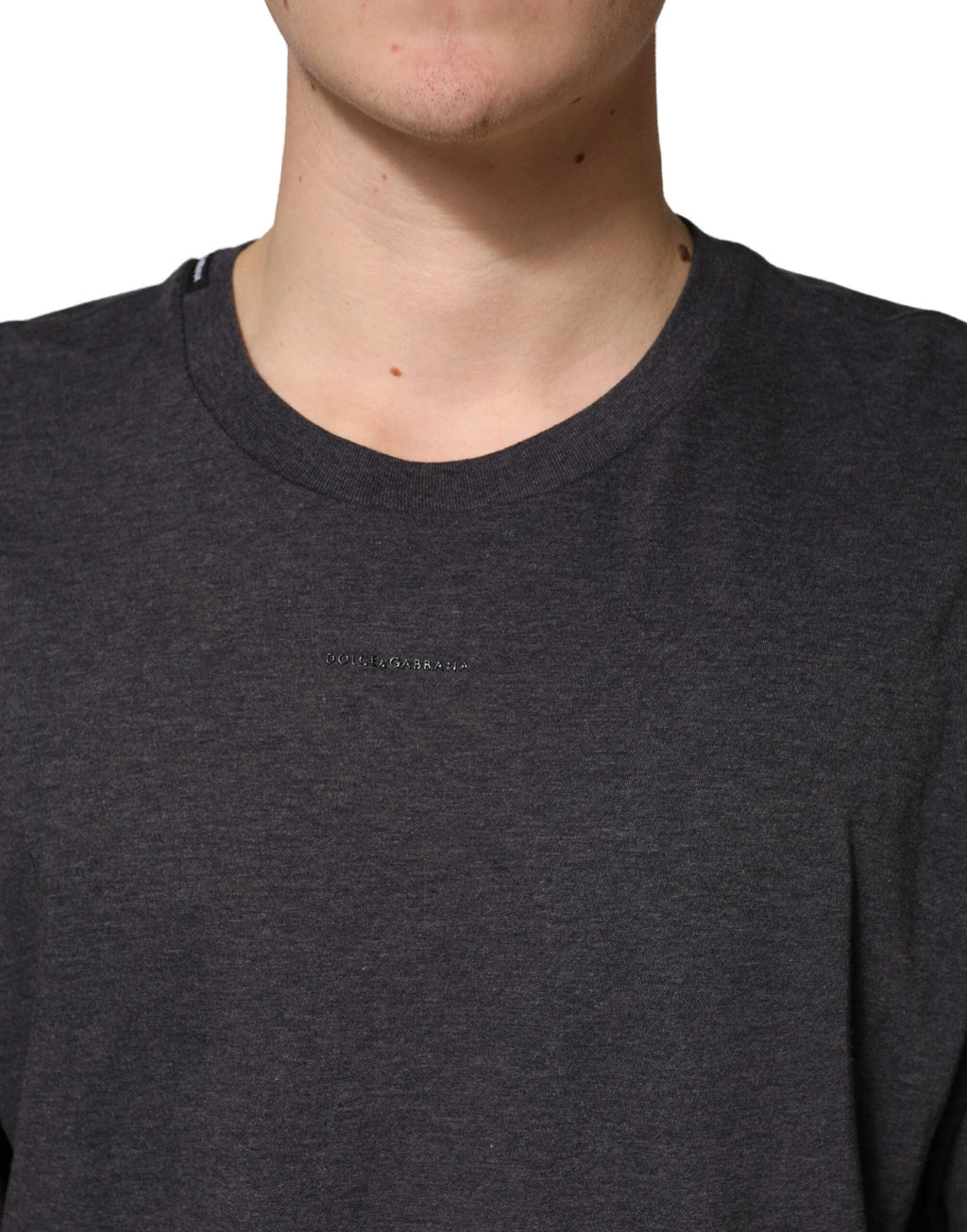 Dolce & Gabbana Dark Grey Cotton Crewneck Short Sleeve by Dolce & Gabbana