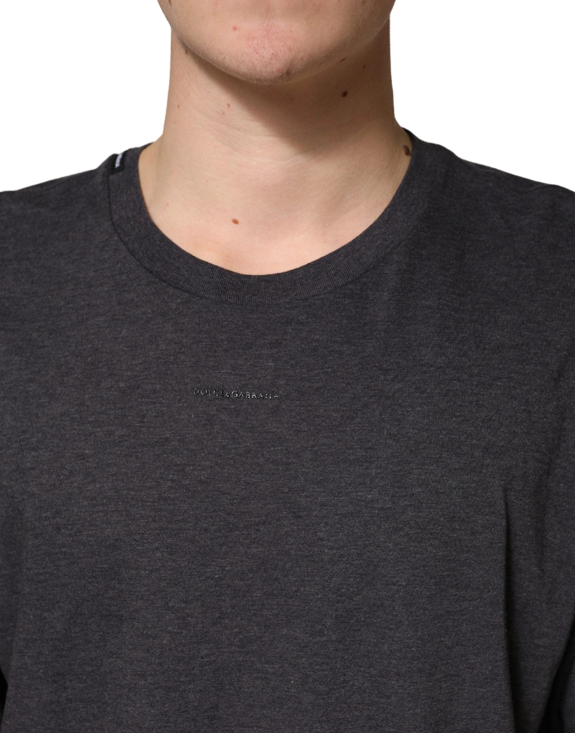 Dolce & Gabbana Dark Grey Cotton Crewneck Short Sleeve by Dolce & Gabbana