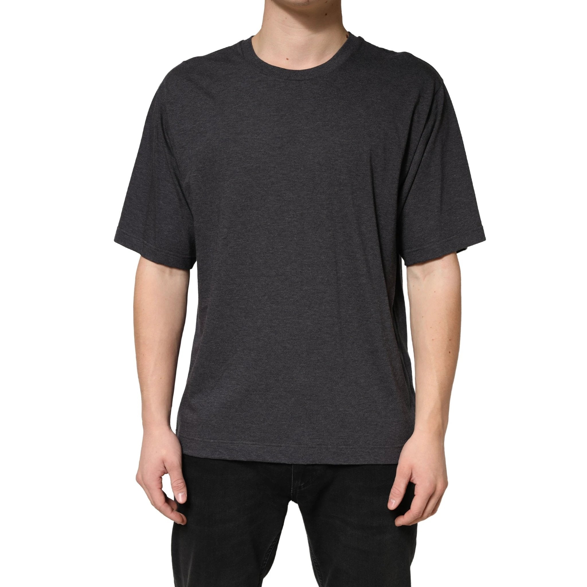Dolce & Gabbana Dark Grey Cotton Crewneck Short Sleeve by Dolce & Gabbana