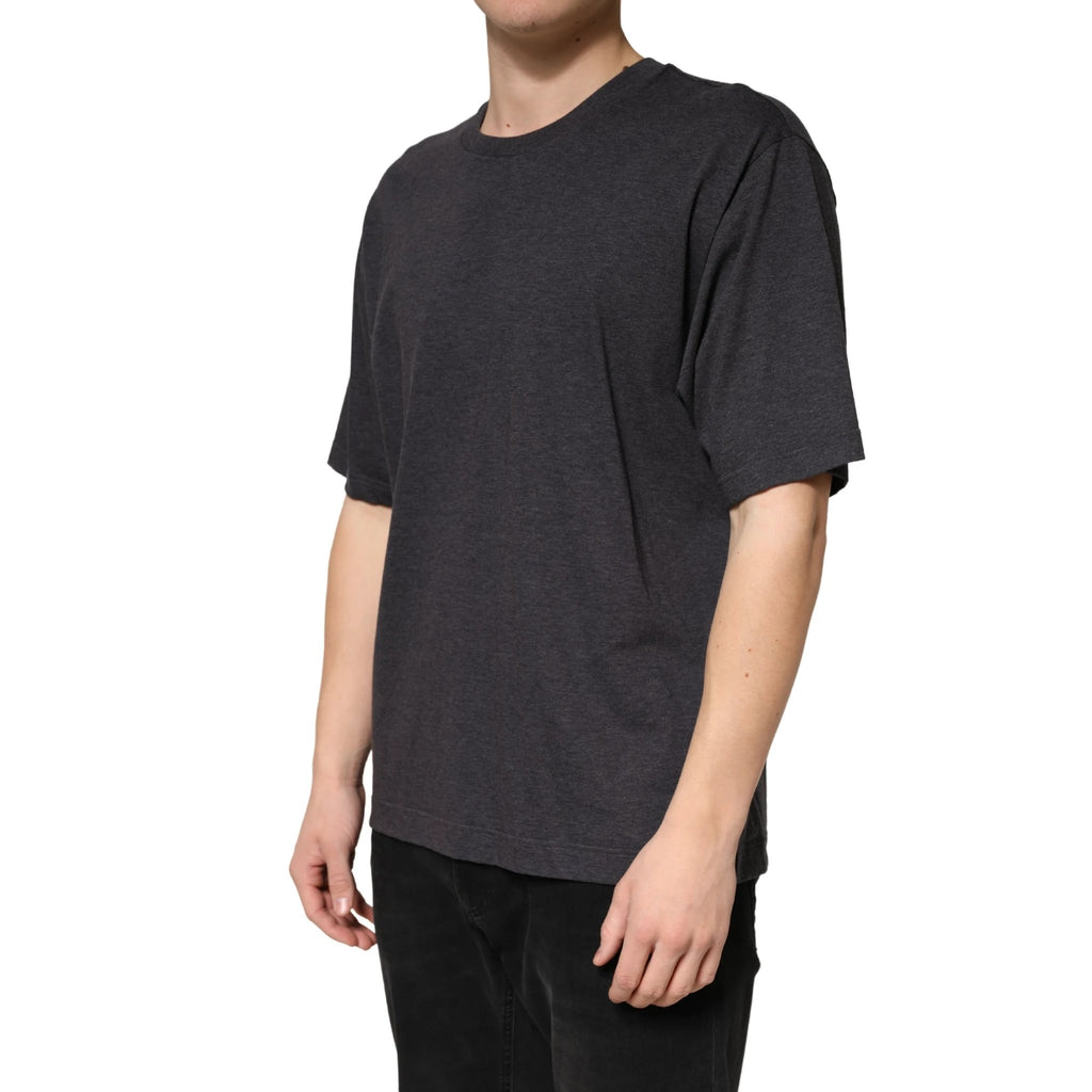 Dolce & Gabbana Dark Grey Cotton Crewneck Short Sleeve by Dolce & Gabbana