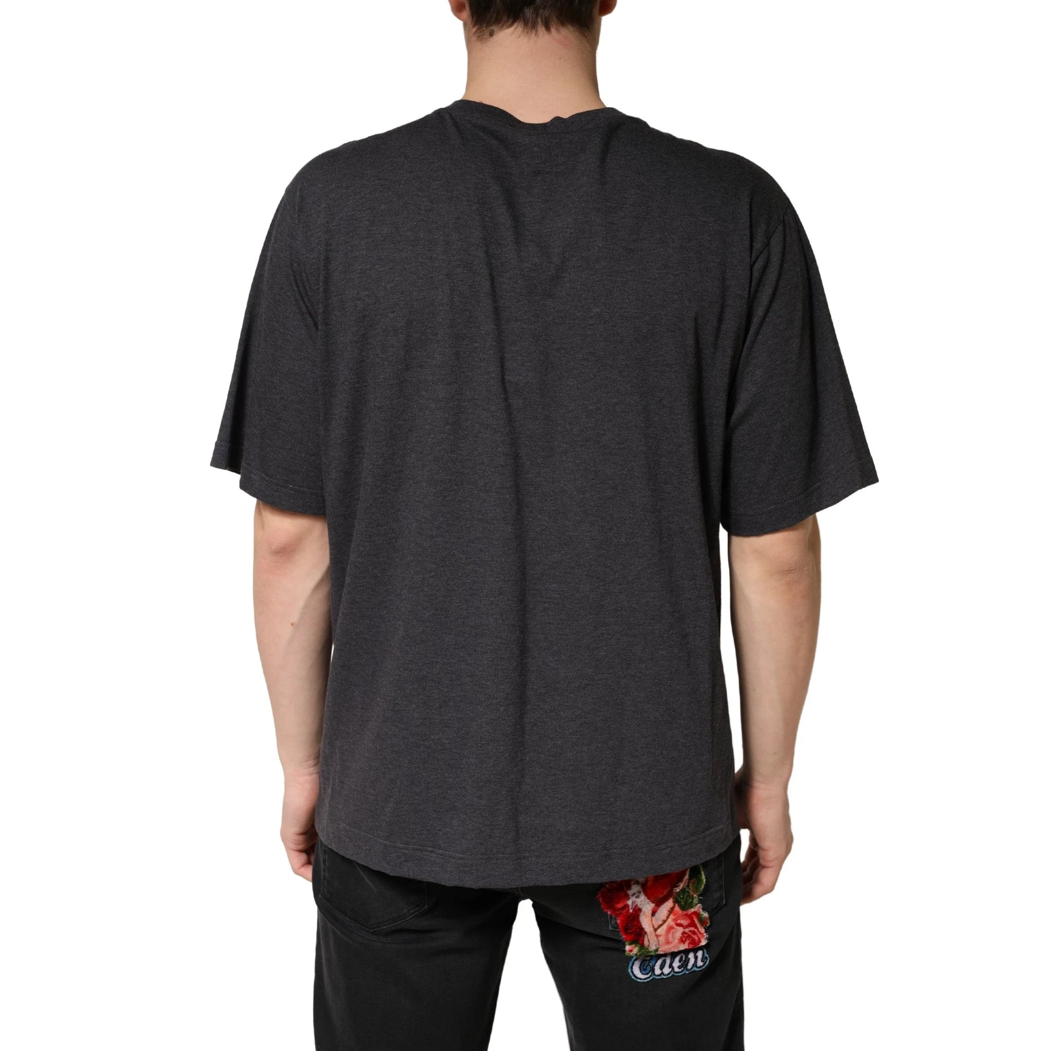 Dolce & Gabbana Dark Grey Cotton Crewneck Short Sleeve by Dolce & Gabbana