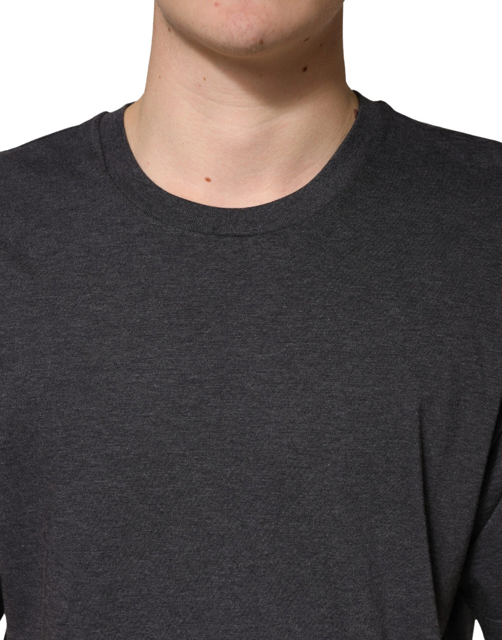 Dolce & Gabbana Dark Grey Cotton Crewneck Short Sleeve by Dolce & Gabbana