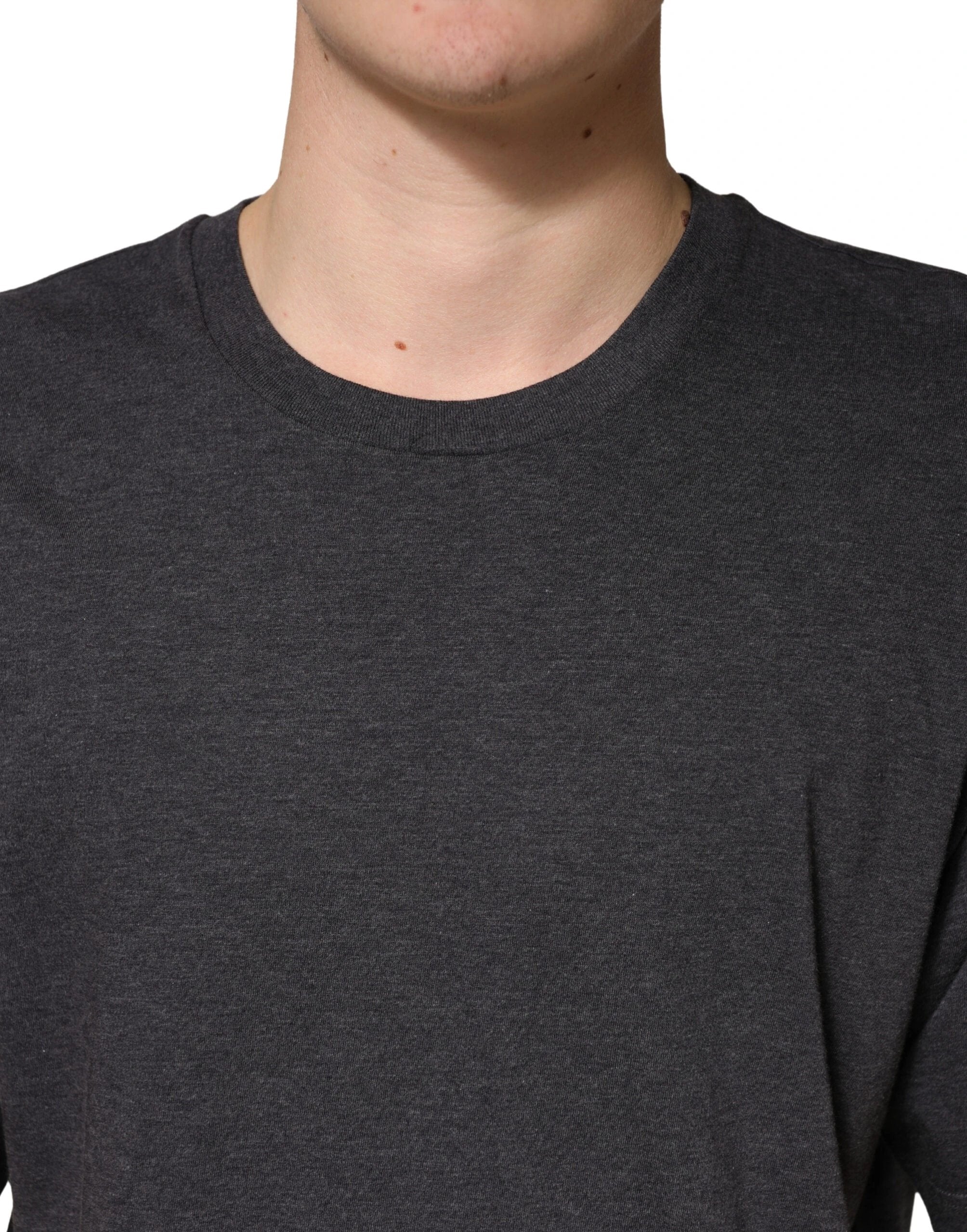 Dolce & Gabbana Dark Grey Cotton Crewneck Short Sleeve by Dolce & Gabbana