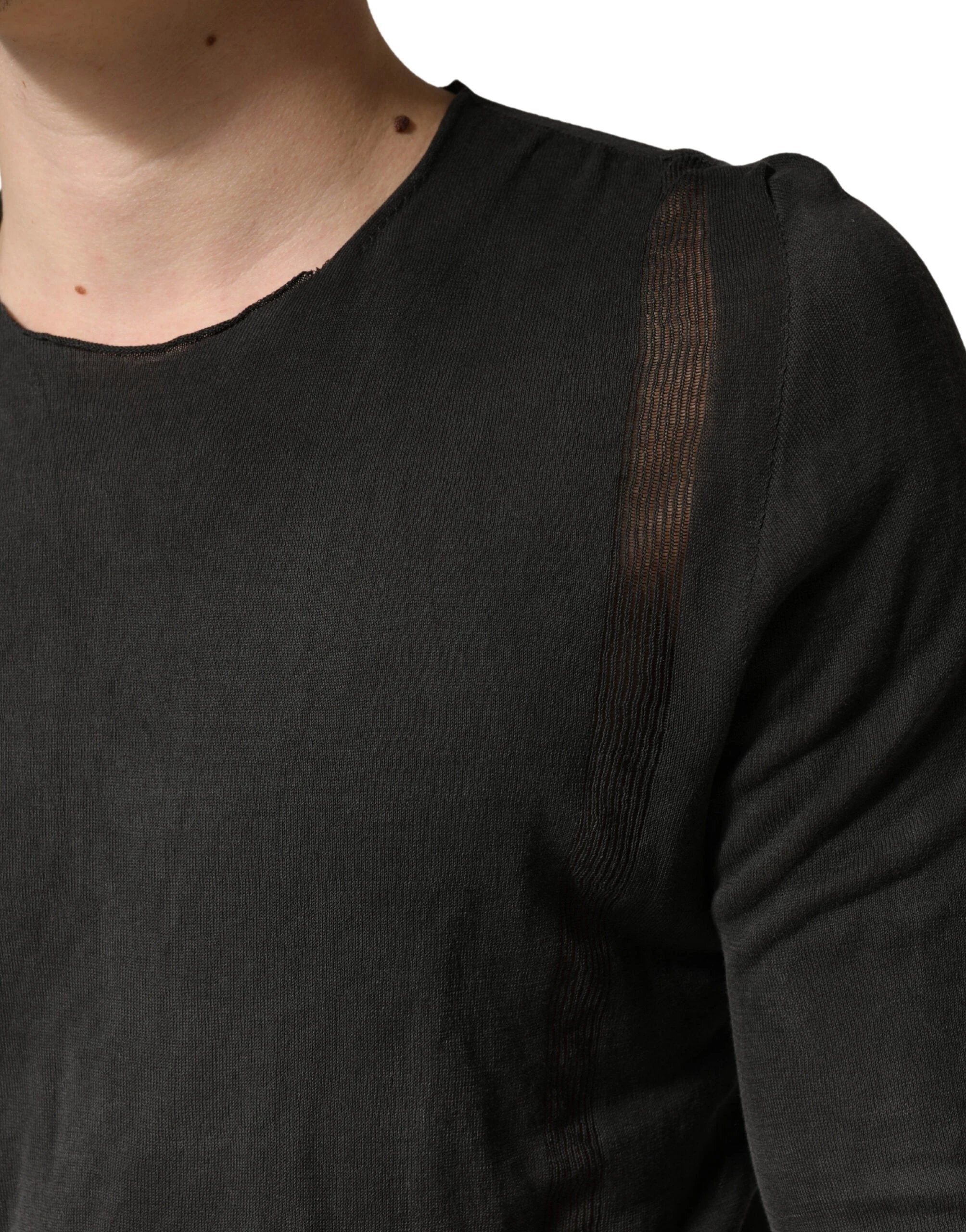 Dolce & Gabbana Dark Grey Cotton Crewneck Short Sleeve by Dolce & Gabbana