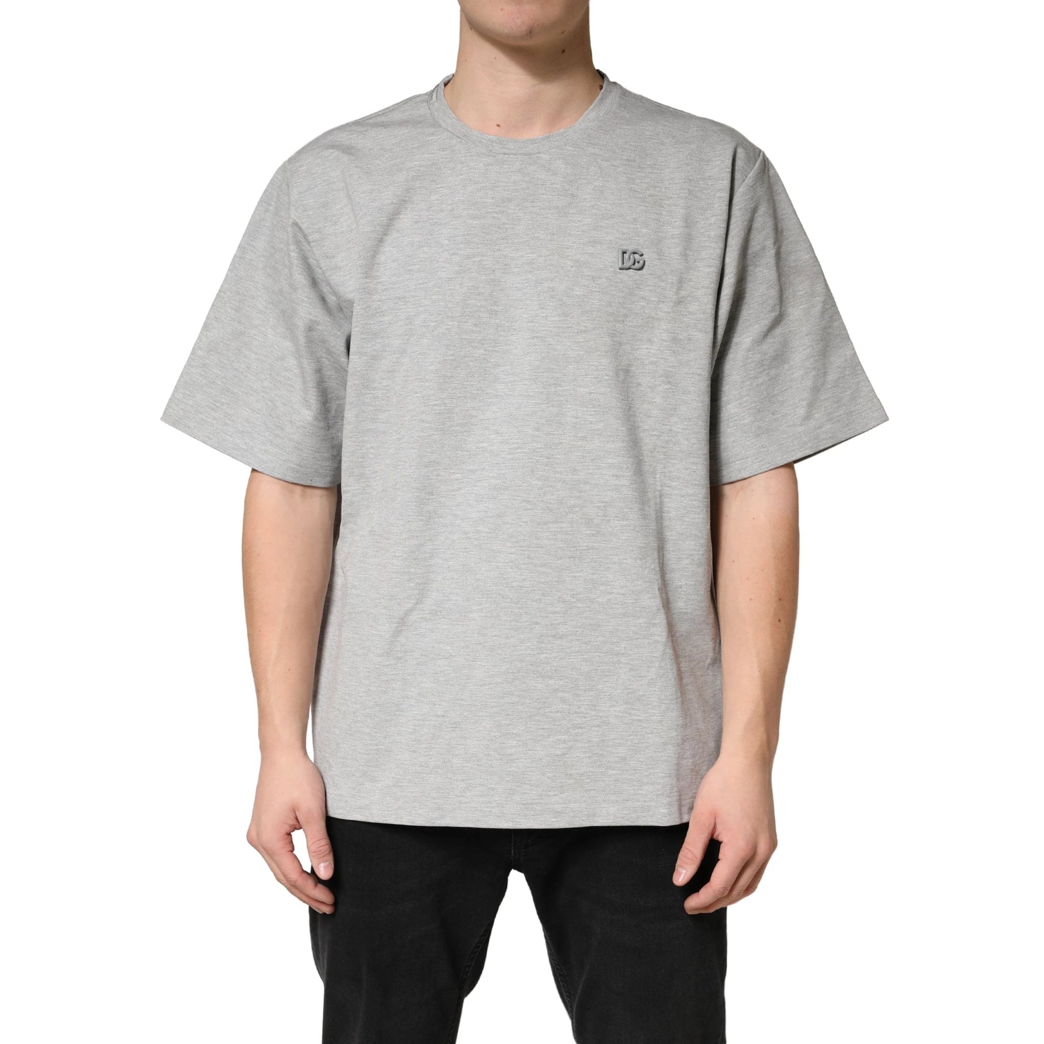 Dolce & Gabbana Grey Cotton Crewneck Short Sleeve T-Shirt by Dolce & Gabbana