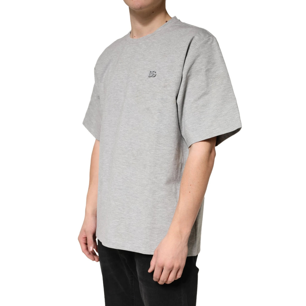 Dolce & Gabbana Grey Cotton Crewneck Short Sleeve T-Shirt by Dolce & Gabbana