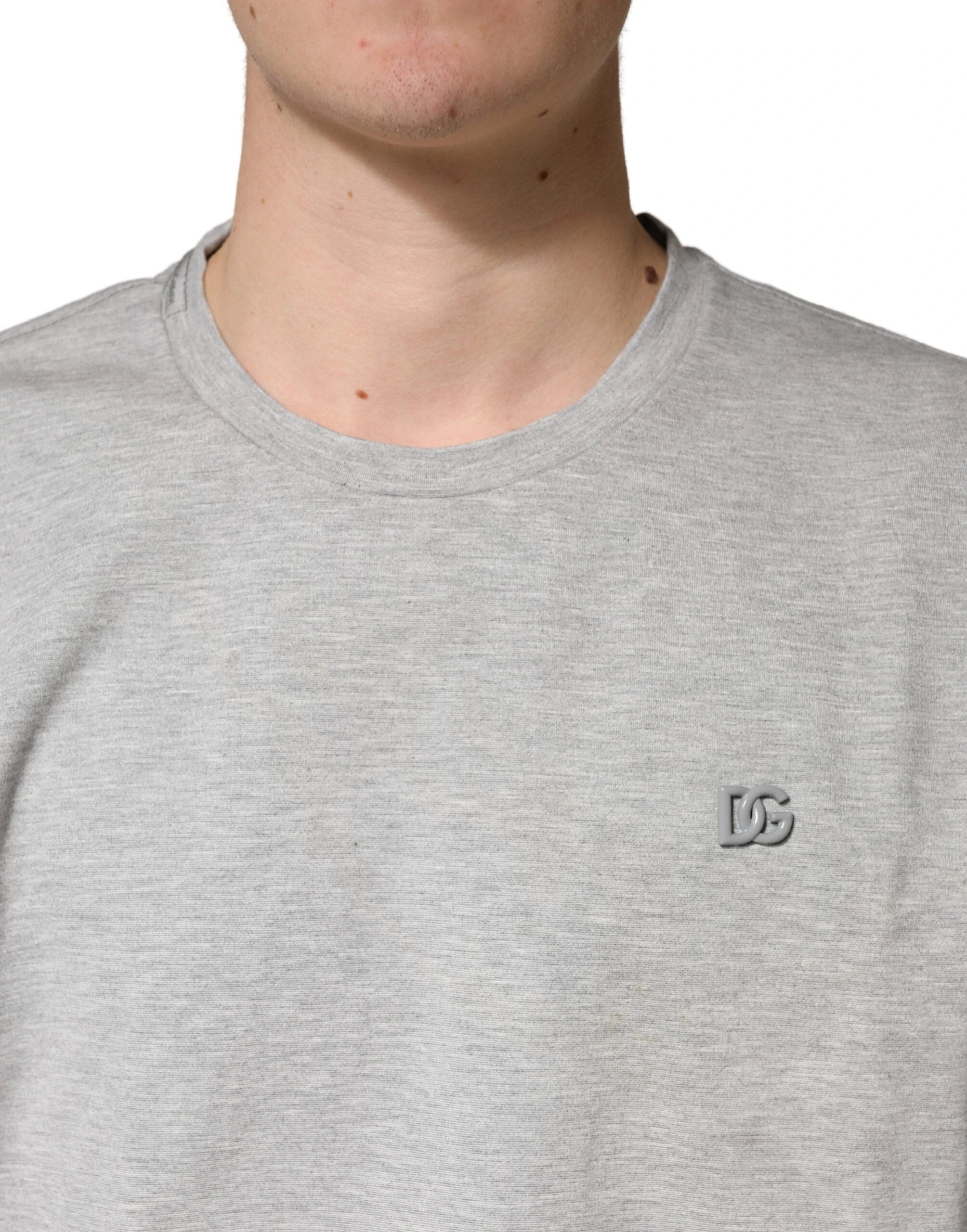 Dolce & Gabbana Grey Cotton Crewneck Short Sleeve T-Shirt by Dolce & Gabbana