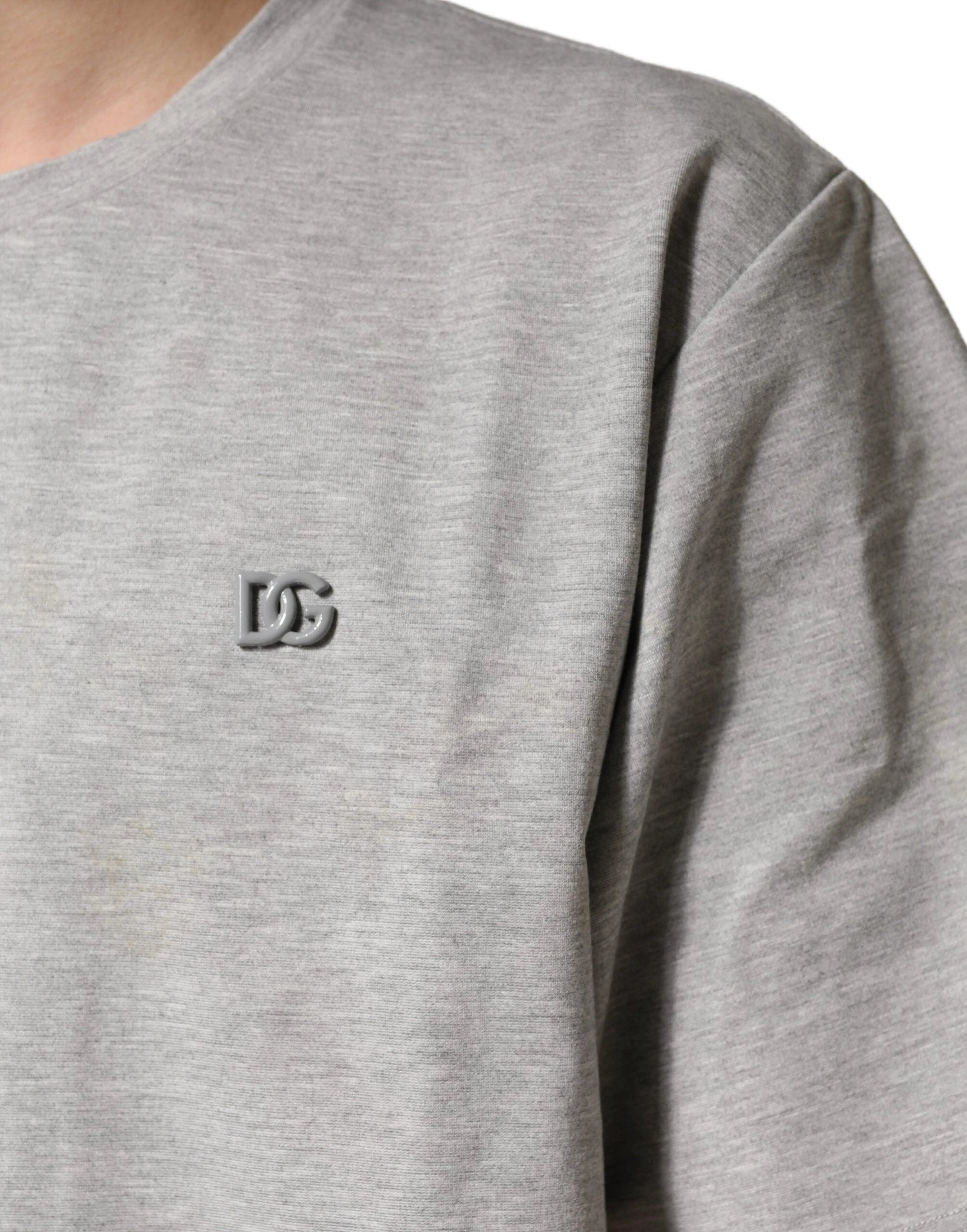 Dolce & Gabbana Grey Cotton Crewneck Short Sleeve T-Shirt by Dolce & Gabbana