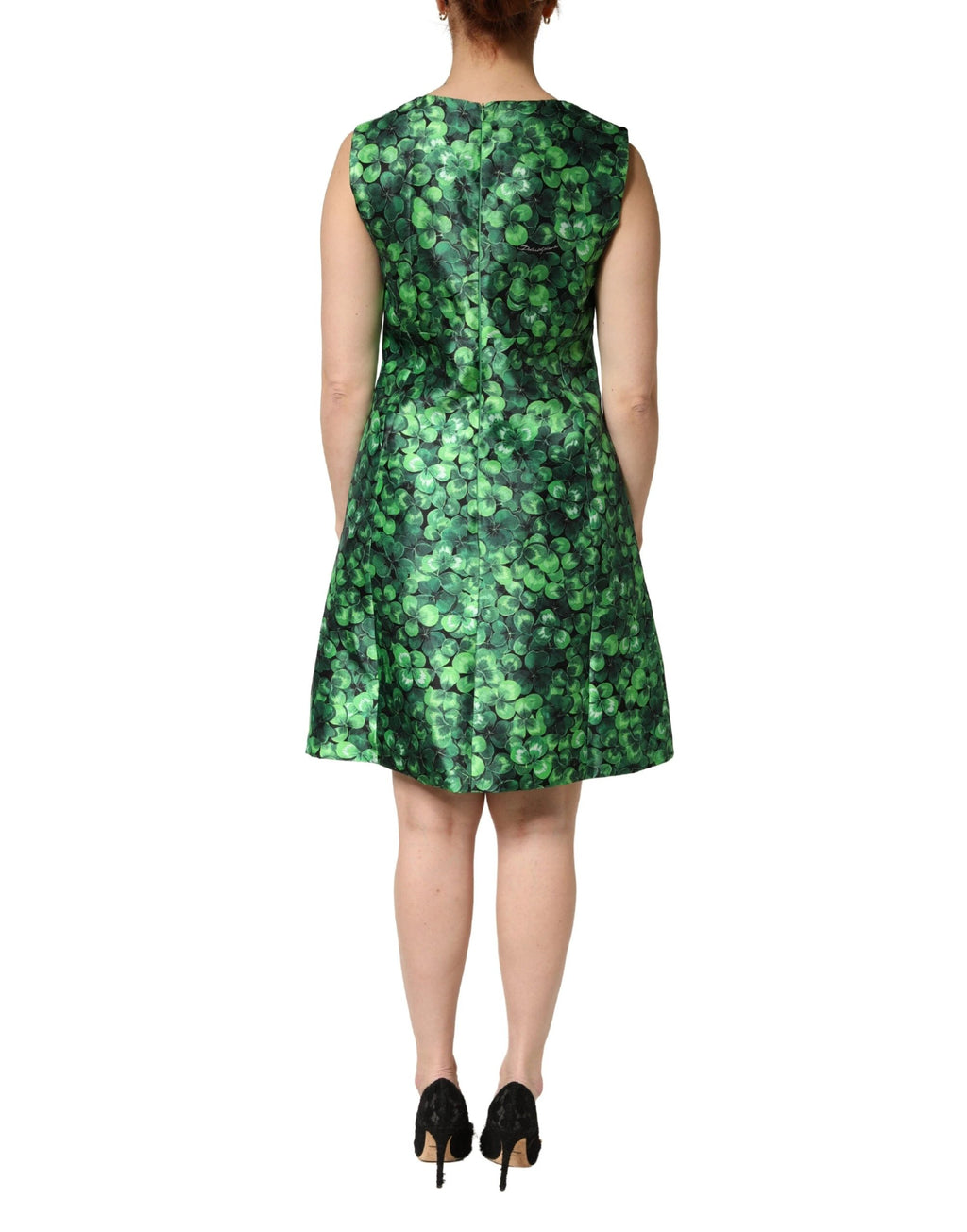 Dolce & Gabbana Green Clover Print Sleeveless A-Line Dress by Dolce & Gabbana