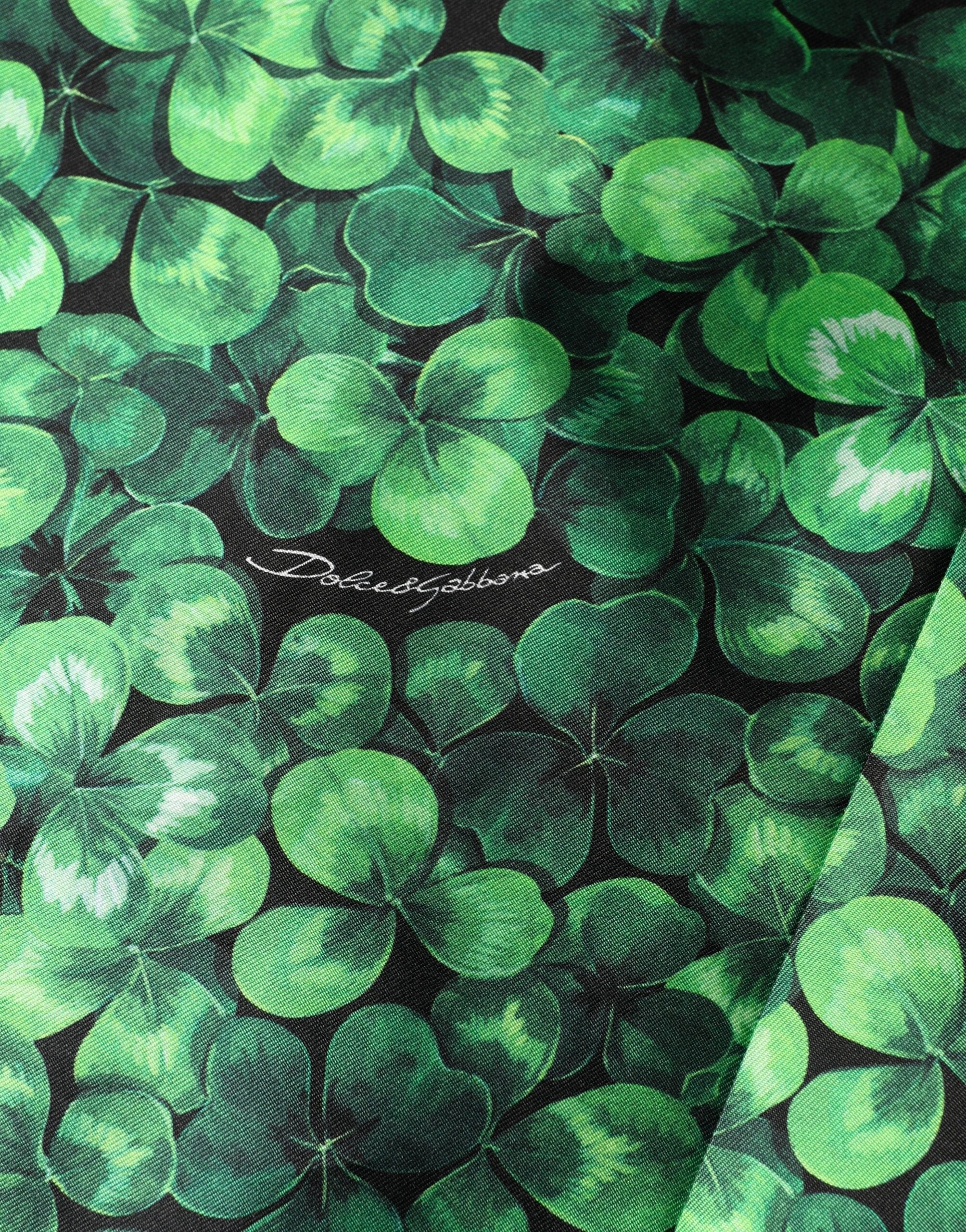 Dolce & Gabbana Green Clover Print Sleeveless A-Line Dress by Dolce & Gabbana
