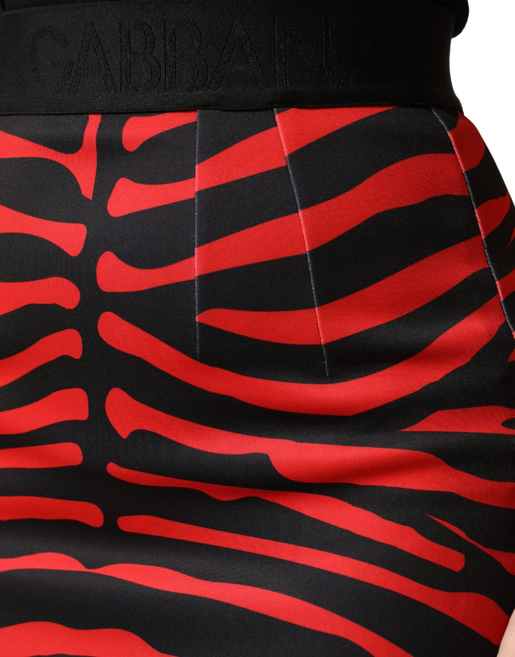 Dolce & Gabbana Red Black Zebra Print Polyester Pencil Midi Skirt by Dolce & Gabbana