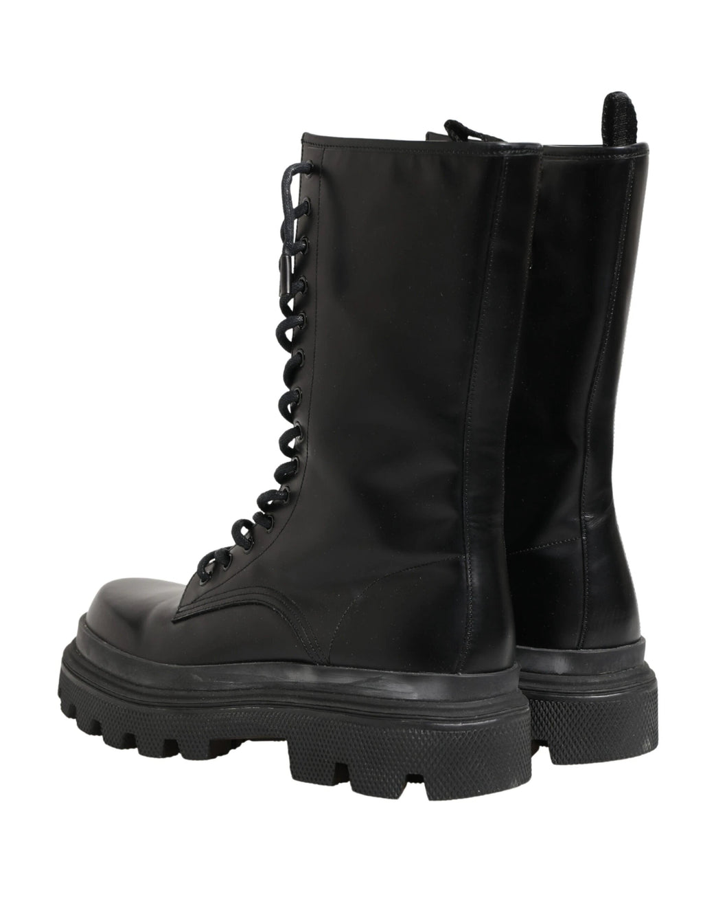 Dolce & Gabbana Black Leather Trek Sole Combat Boots Shoes by Dolce & Gabbana