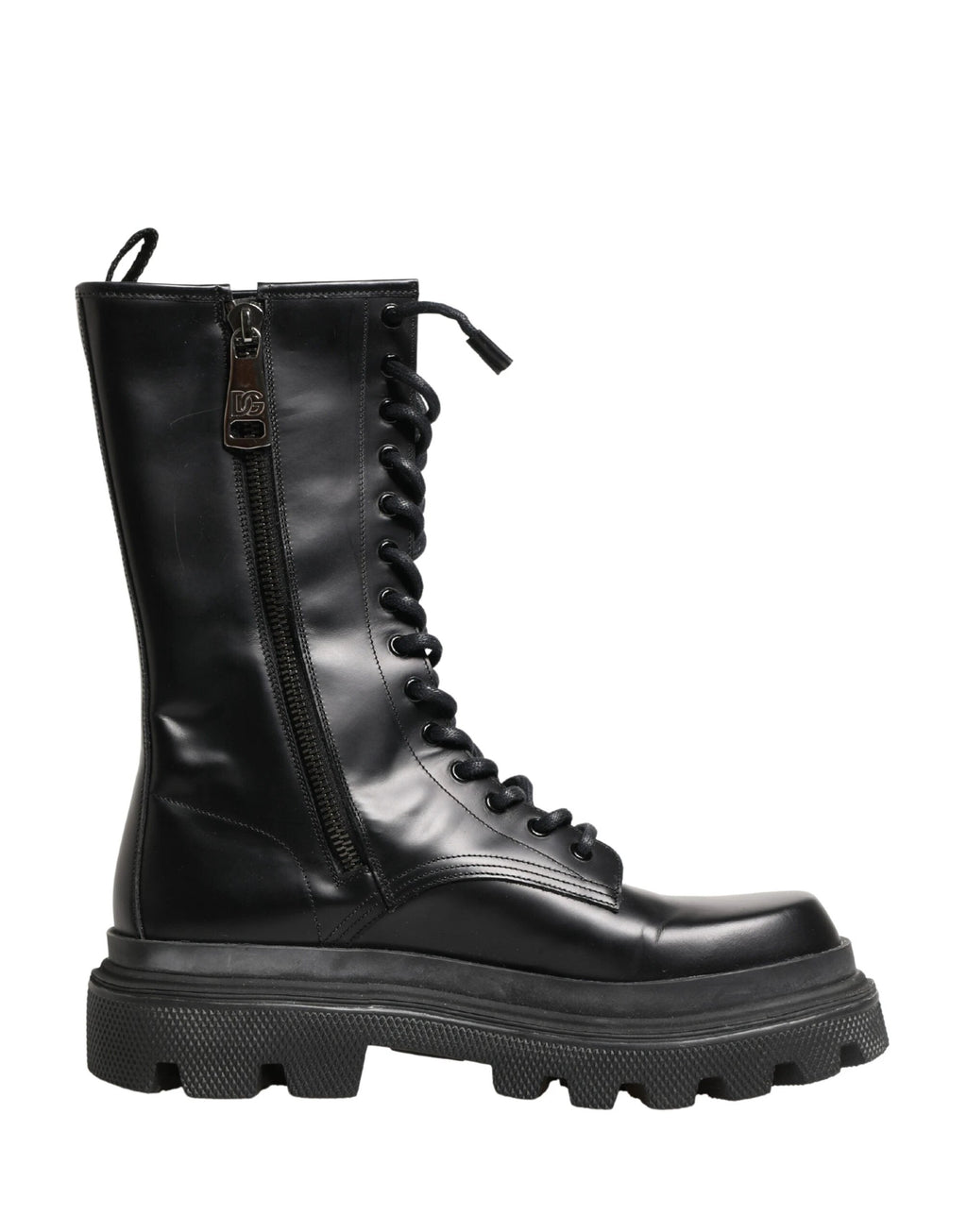 Dolce & Gabbana Black Leather Trek Sole Combat Boots Shoes by Dolce & Gabbana
