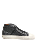 Dolce & Gabbana Black White Canvas Logo Mid Top Sneakers Shoes by Dolce & Gabbana