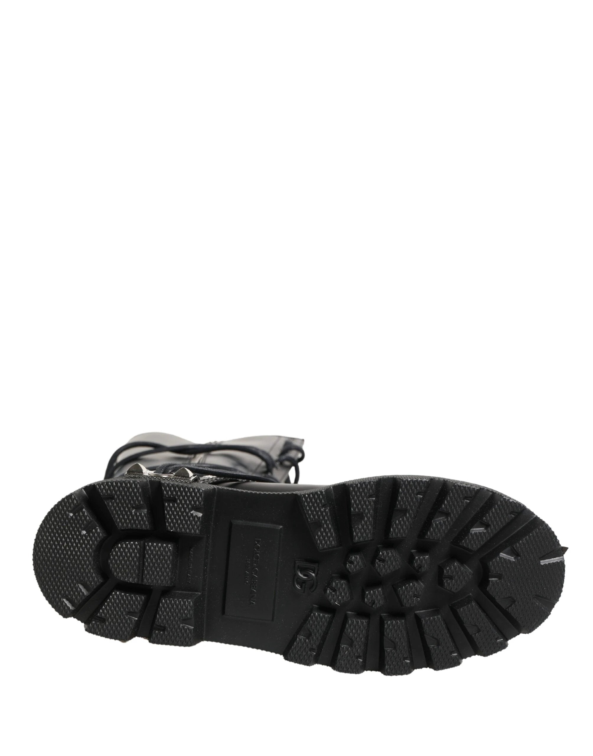 Dolce & Gabbana Black Leather Knee High Combat Boots Shoes by Dolce & Gabbana