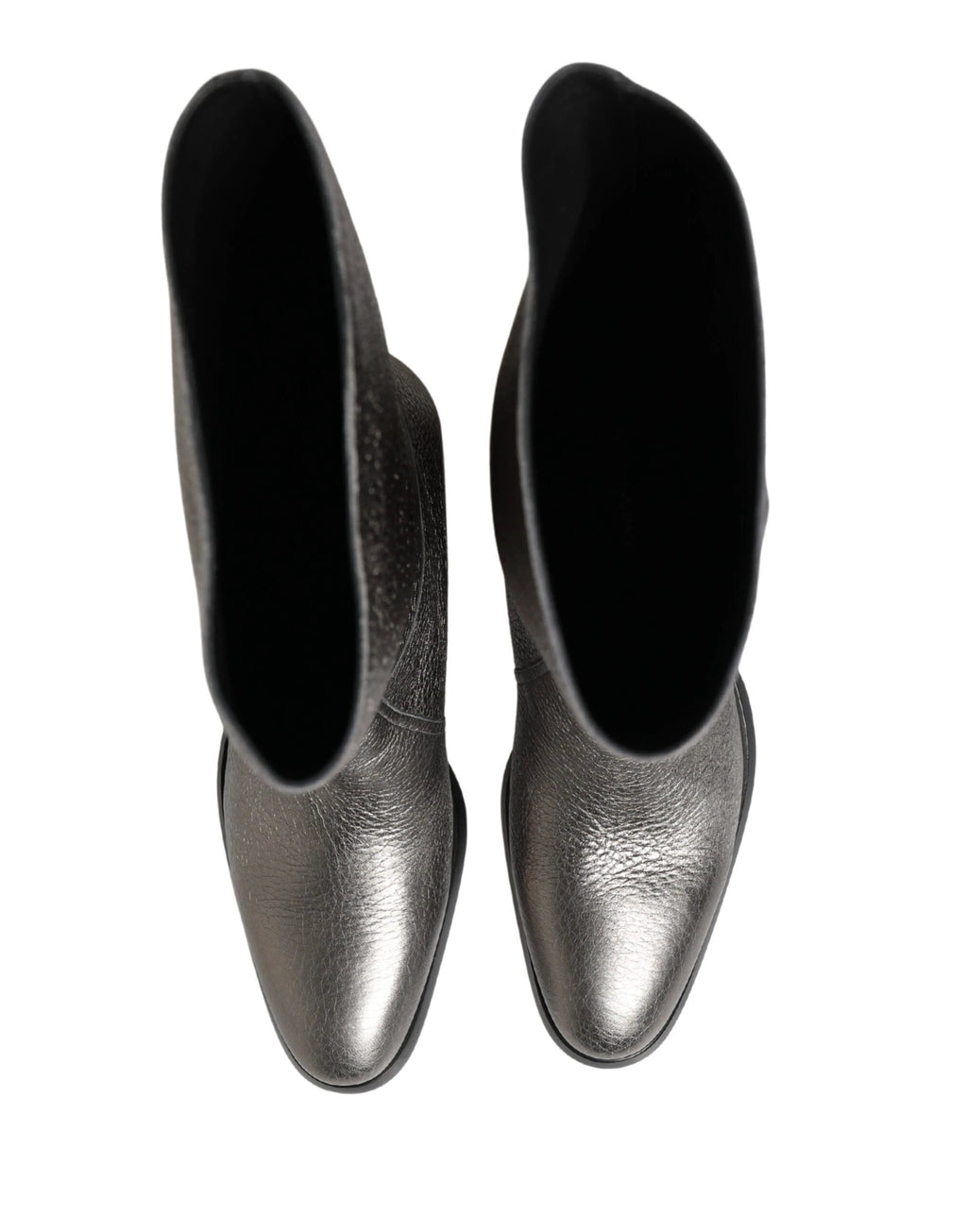 Dolce & Gabbana Metallic Silver Leather Knee High Boots Shoes by Dolce & Gabbana