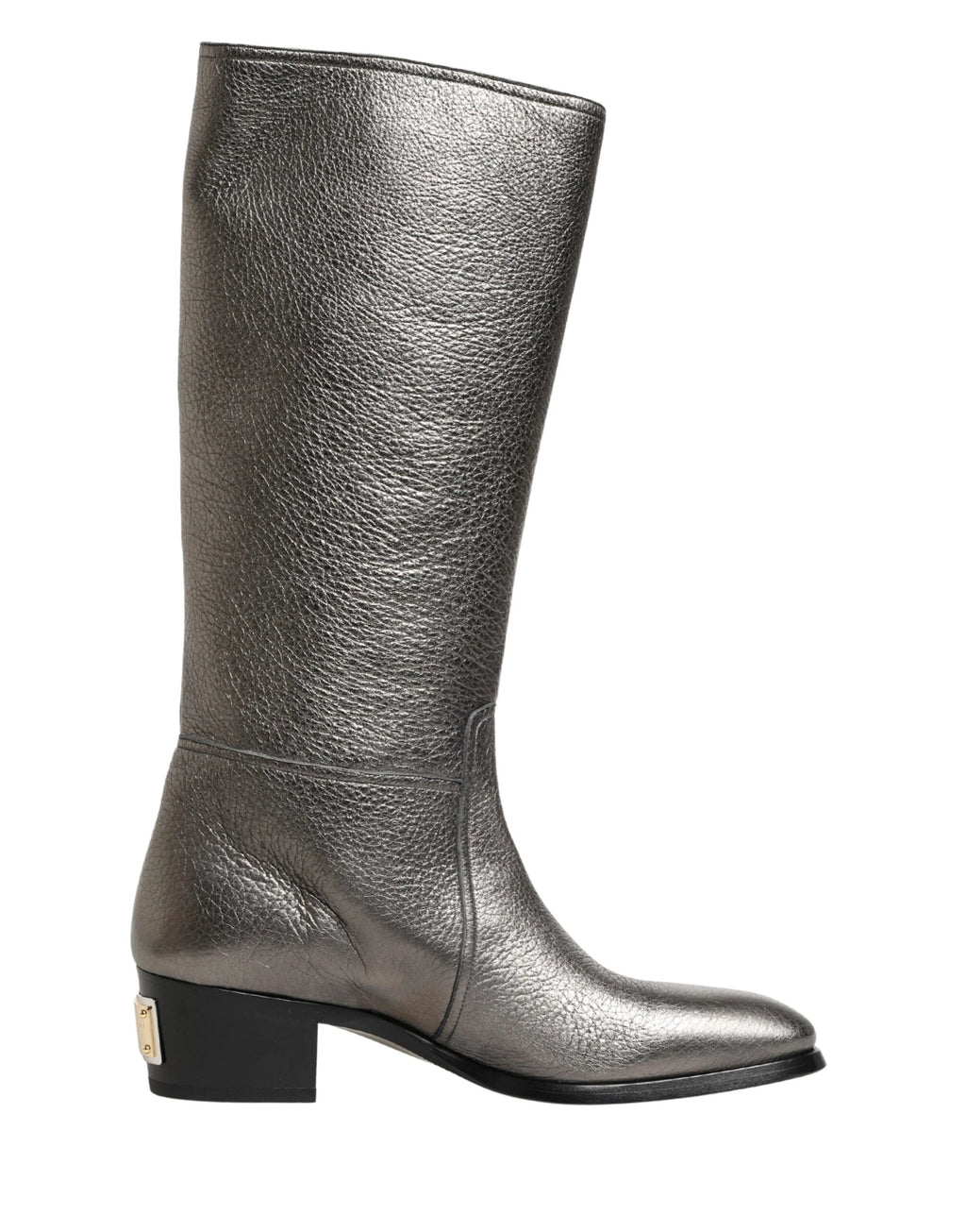 Dolce & Gabbana Metallic Silver Leather Knee High Boots Shoes by Dolce & Gabbana