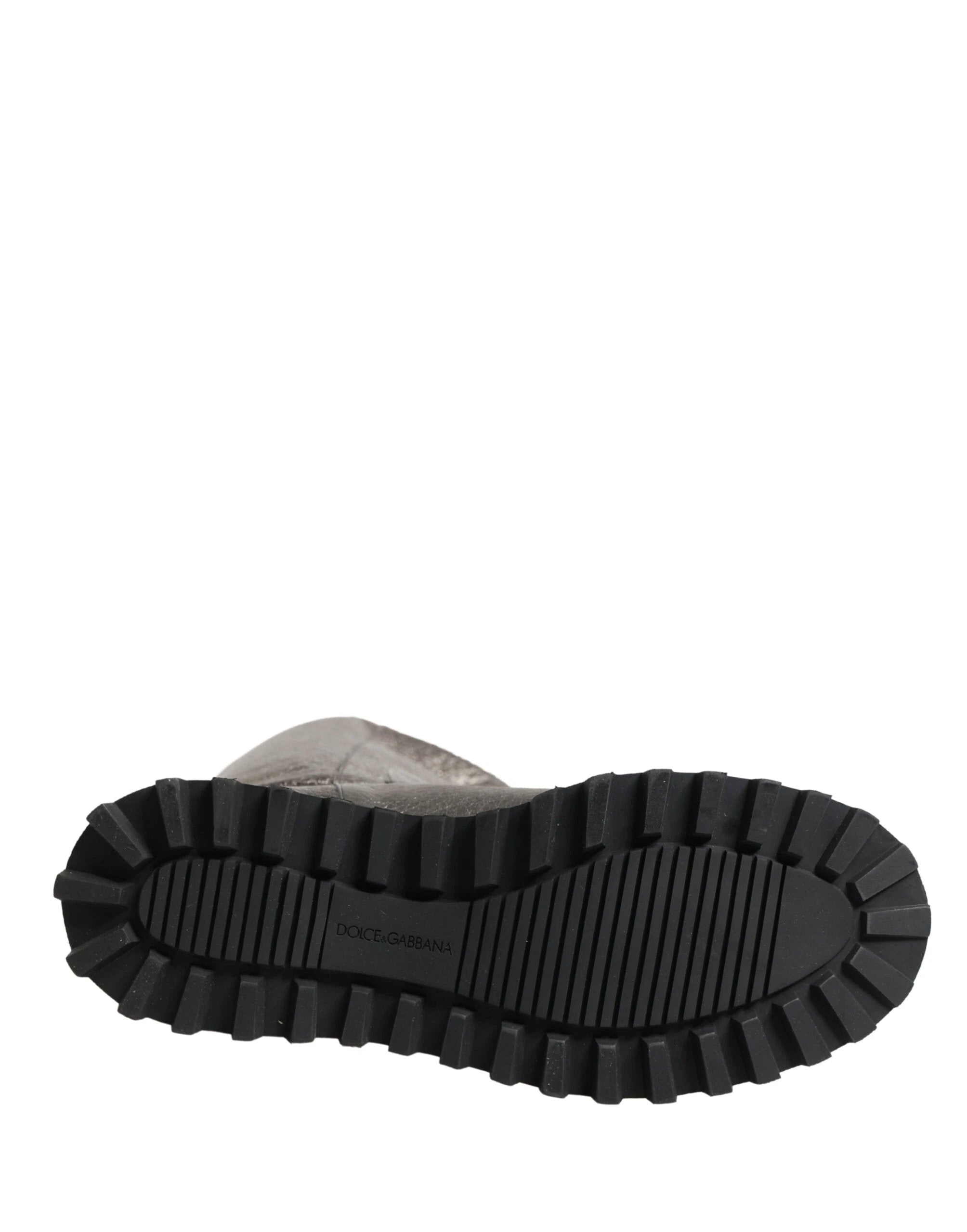 Dolce & Gabbana Metallic Silver Leather Mid Calf Boots Shoes by Dolce & Gabbana