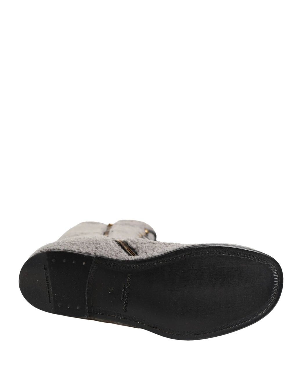 Dolce & Gabbana Gray Shearling Lace Up Knee High Boots Shoes by Dolce & Gabbana