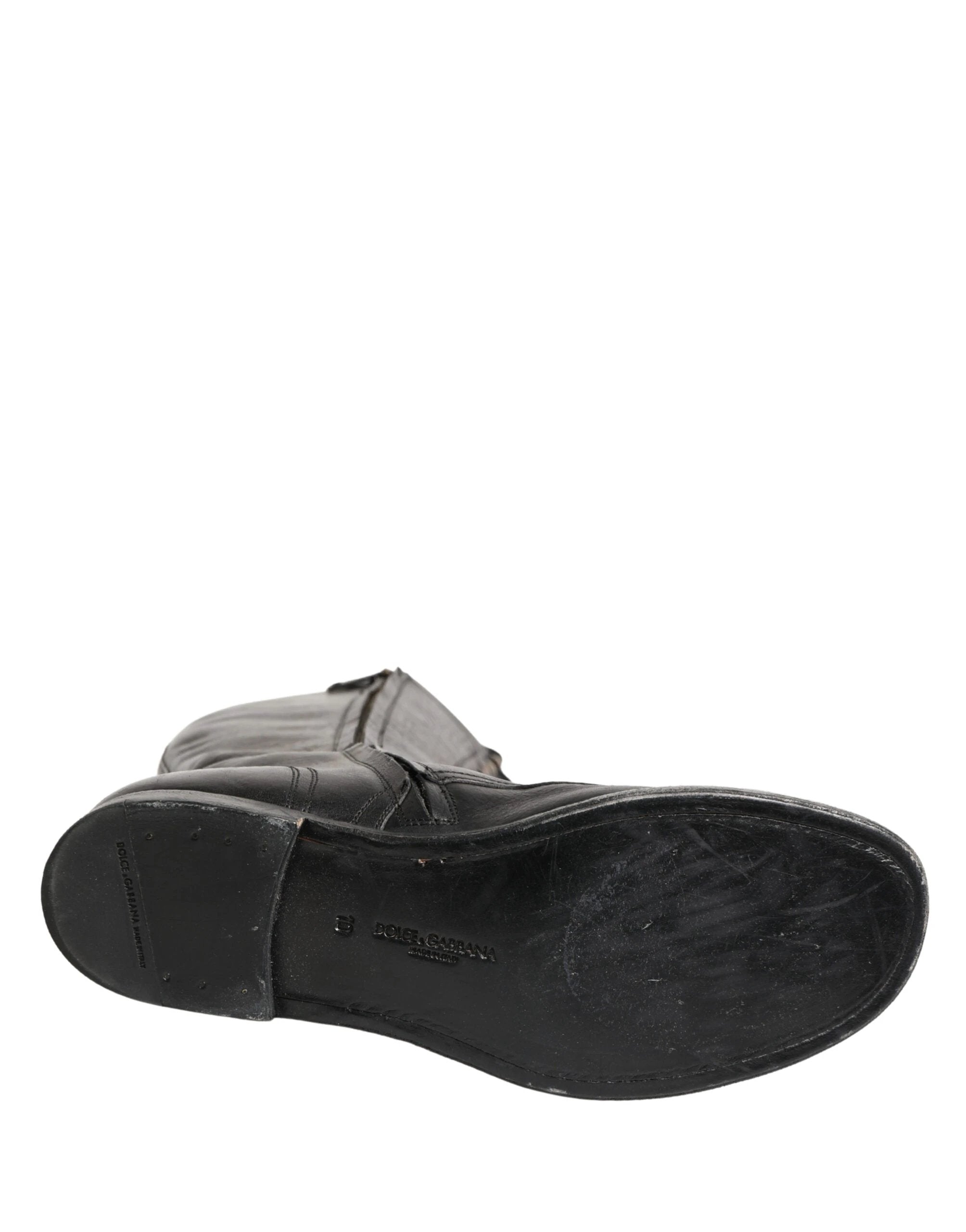 Dolce & Gabbana Re-Edition Black Leather Lace Up Boots Shoes by Dolce & Gabbana