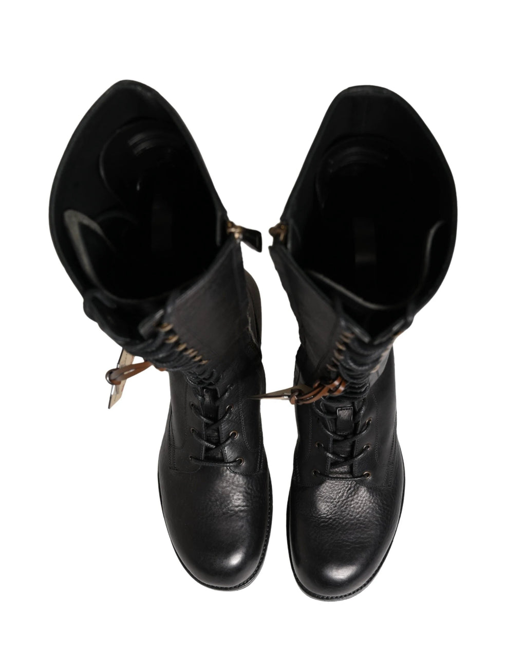 Dolce & Gabbana Re-Edition Black Leather Lace Up Boots Shoes by Dolce & Gabbana