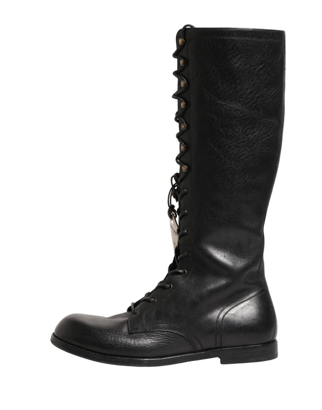 Dolce & Gabbana Re-Edition Black Leather Lace Up Boots Shoes by Dolce & Gabbana