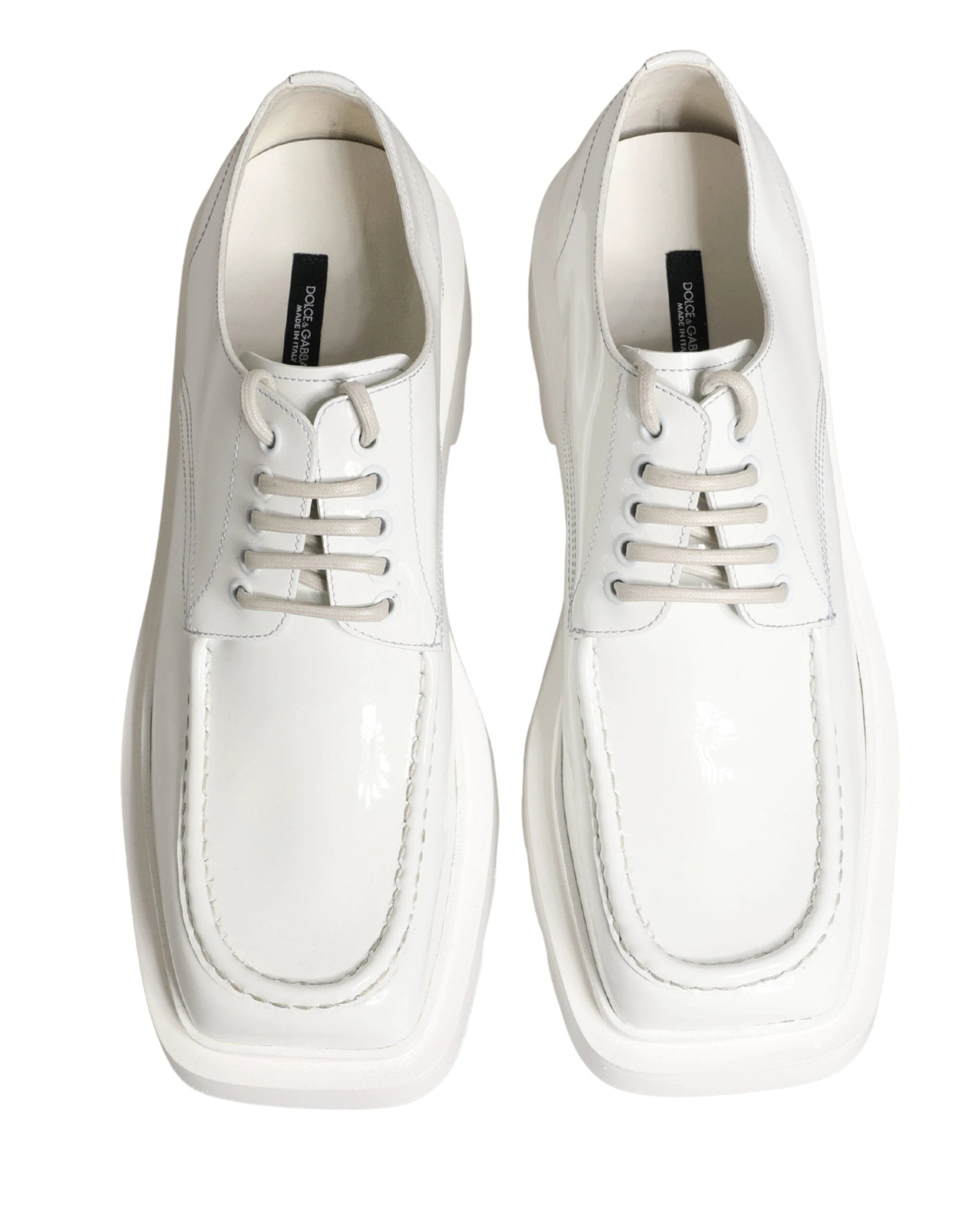 Dolce & Gabbana White Leather Chunky Sole Derby Shoes by Dolce & Gabbana
