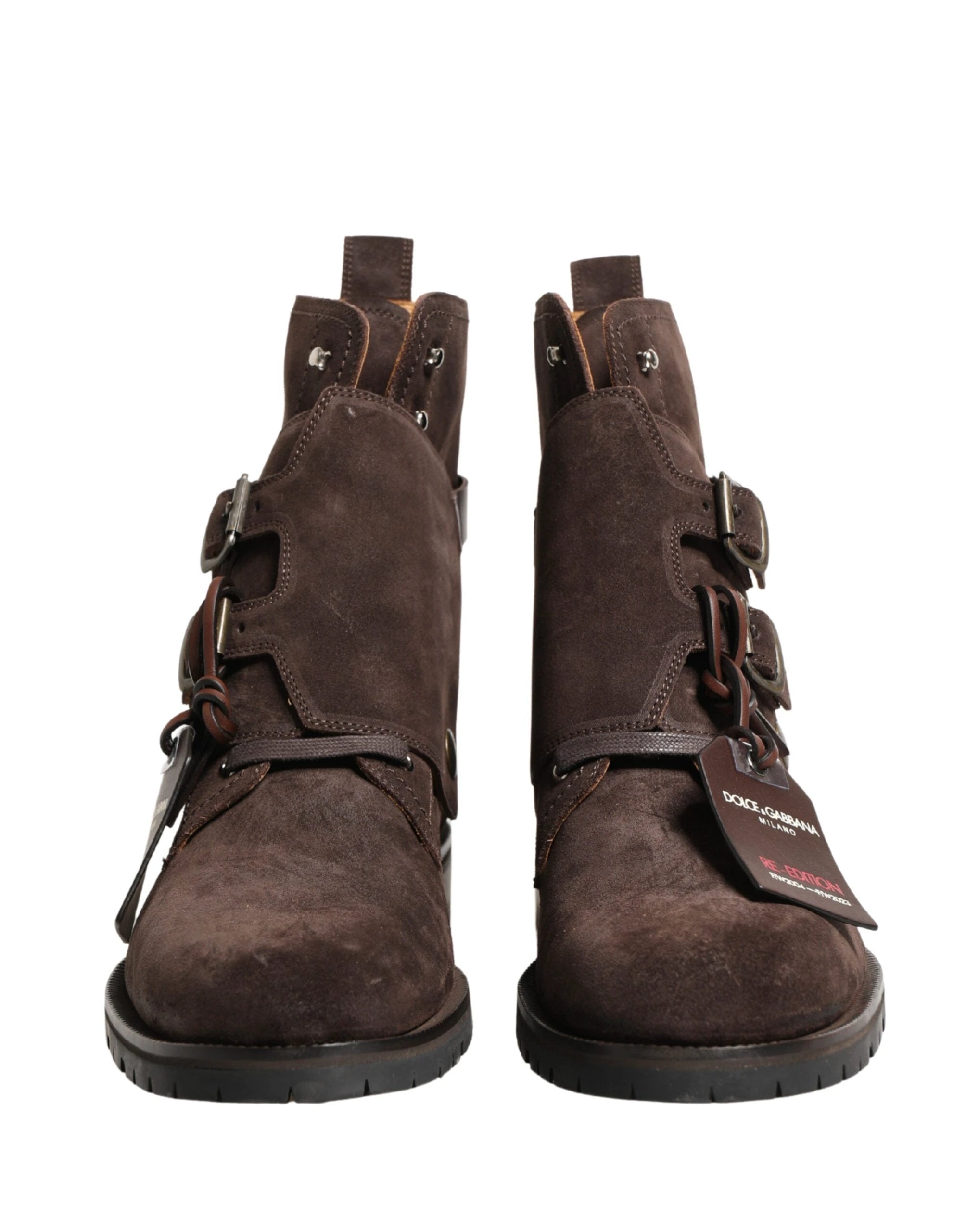 Dolce & Gabbana Brown Suede Leather Buckle Ankle Boots Shoes by Dolce & Gabbana