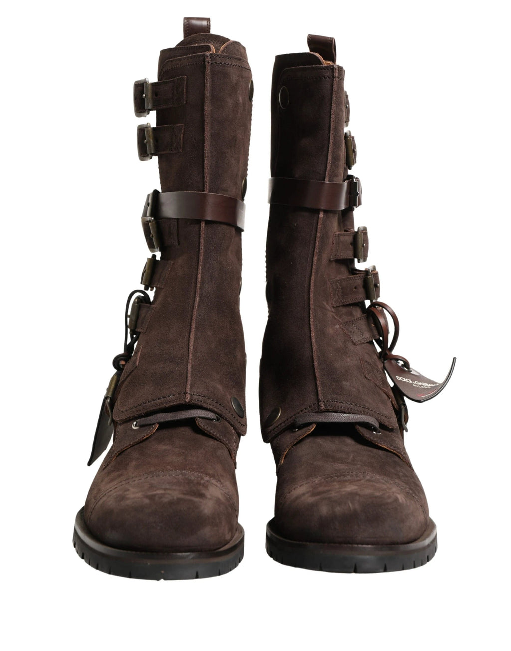 Dolce & Gabbana Brown Suede Leather Combat Ankle Boots Shoes by Dolce & Gabbana