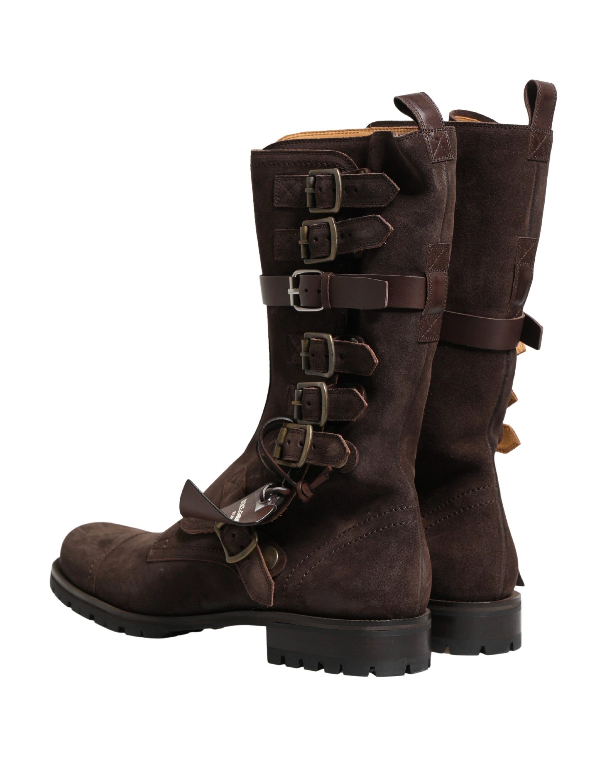 Dolce & Gabbana Brown Suede Leather Combat Ankle Boots Shoes by Dolce & Gabbana
