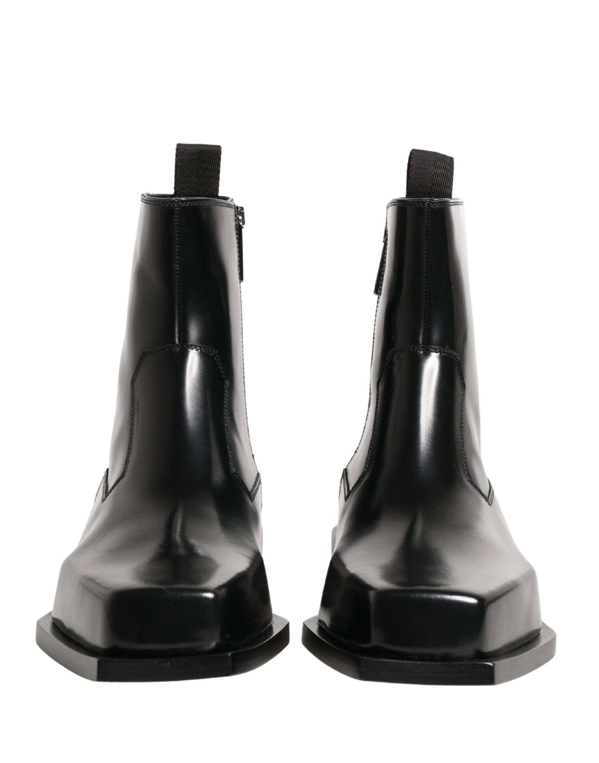 Dolce & Gabbana Black Leather Zip Closure Ankle Boots Shoes by Dolce & Gabbana