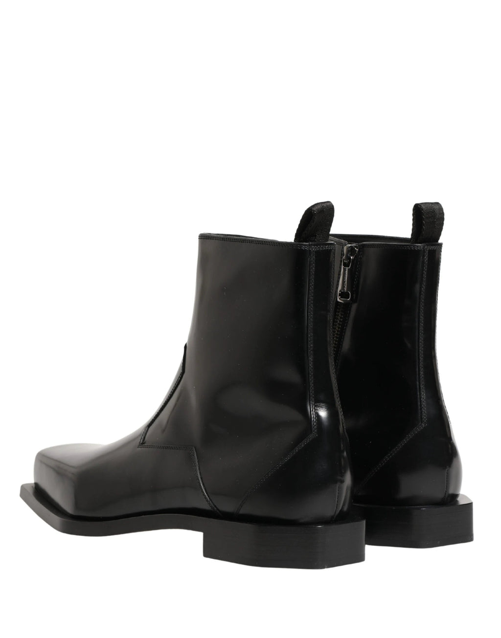 Dolce & Gabbana Black Leather Zip Closure Ankle Boots Shoes by Dolce & Gabbana