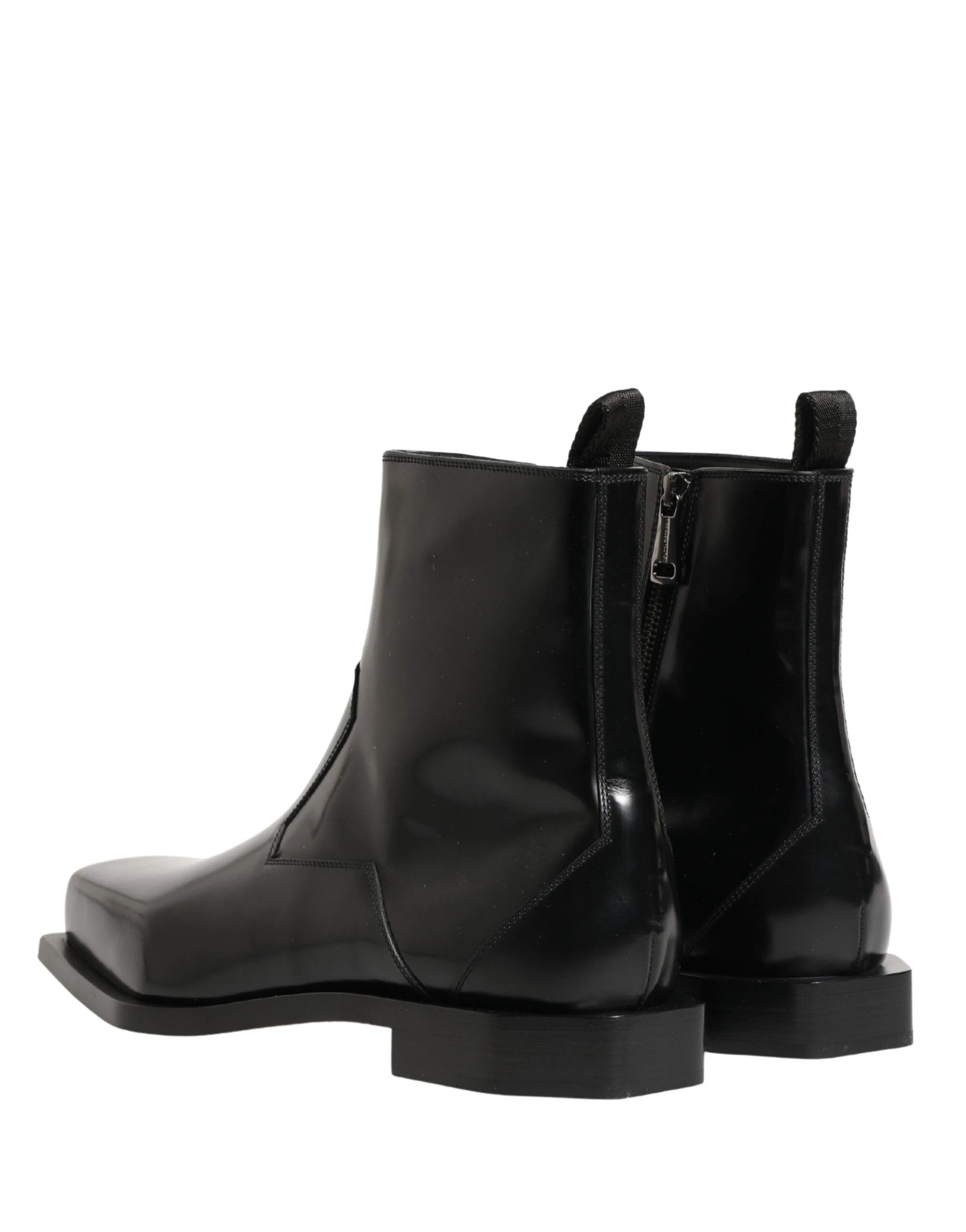 Dolce & Gabbana Black Leather Zip Closure Ankle Boots Shoes by Dolce & Gabbana