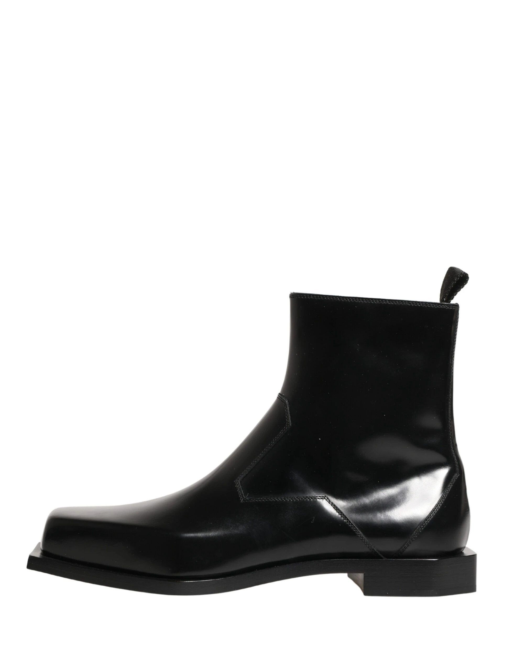 Dolce & Gabbana Black Leather Zip Closure Ankle Boots Shoes by Dolce & Gabbana