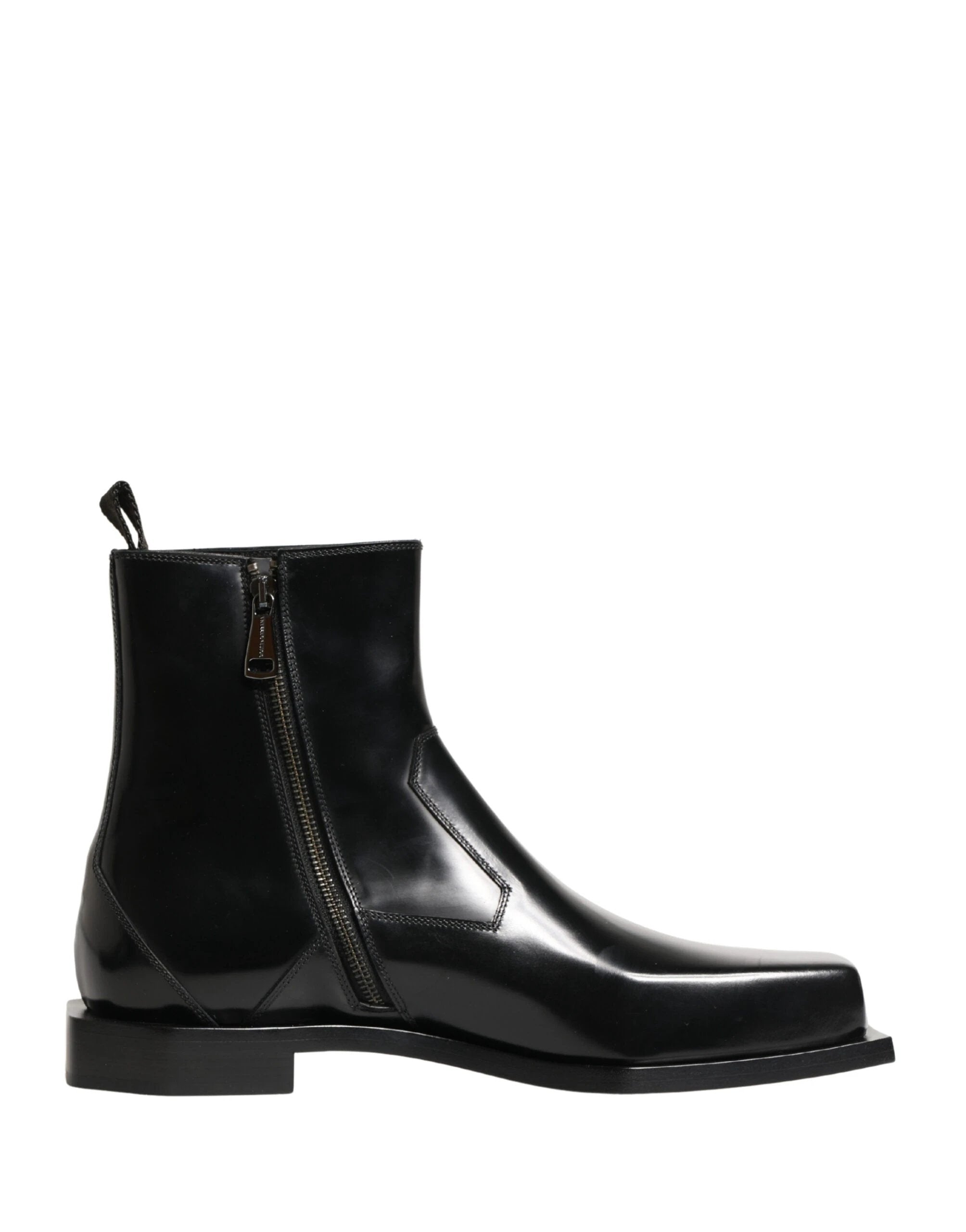 Dolce & Gabbana Black Leather Zip Closure Ankle Boots Shoes by Dolce & Gabbana